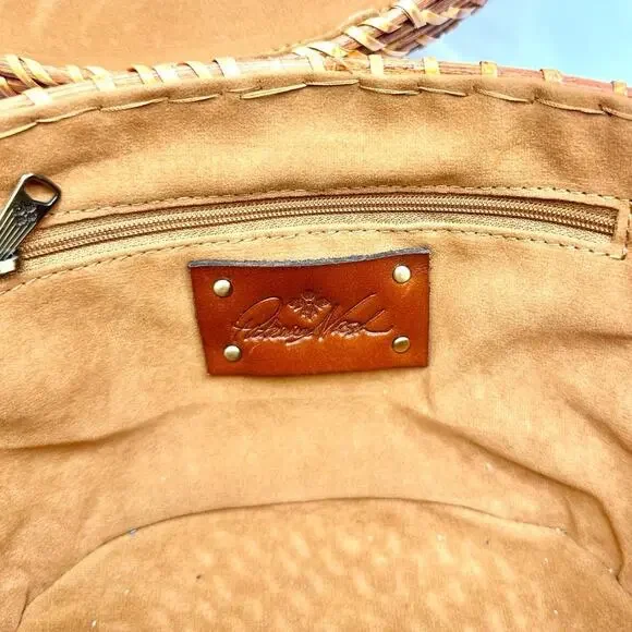 Patricia Nash Caselle Basket Bag Vintage Inspired White Leather Rattan Handbag - Picture 10 of 12